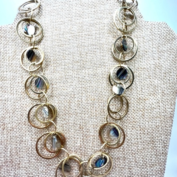 Lia Sophia AMBIANCE Abalone & Circles Gold Tone Necklace 17” - Picture 1 of 10